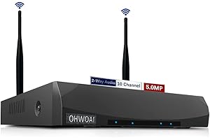 OHWOAI 《10-Channel &3k 5.0MP》 NVR Recorder for Home Security Camera System, 1536P Network Video Recorder, NVR Recorders with Built in WiFi Recorder, Wireless NVR Surveillance, NO Hard Drive
