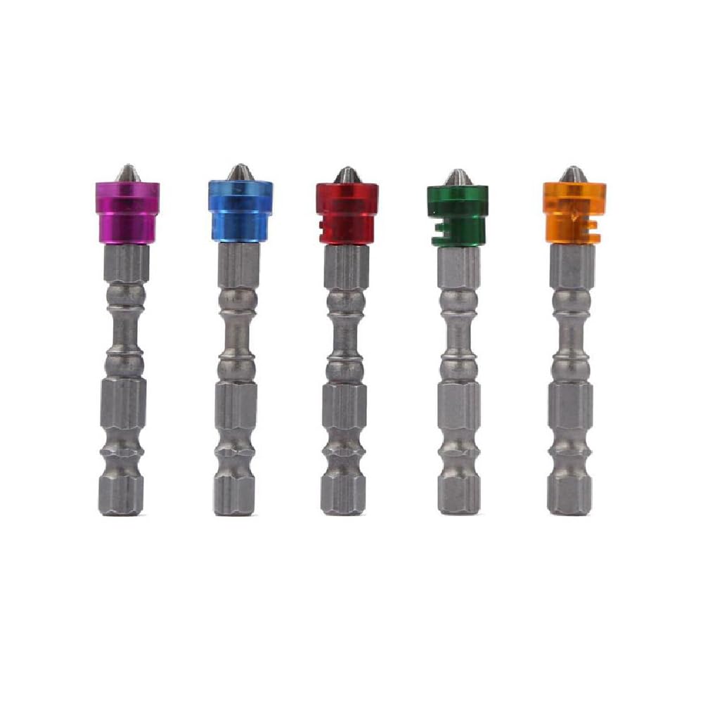 5 Pcs Magnetic Screwdriver Bits, 1/4" Hex Shank Single Head PH2 Screwdriver Bits Set with Magnetic Ring for Plasterboard Drywall Screws Installation, 65mm