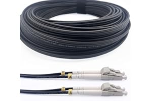 Elfcam® - 40m/131.2ft Outdoor and Indoor Shielded Armored Fiber Optic Cable LC/UPC to LC/UPC OM3 Multimode Duplex 50/125μm LS