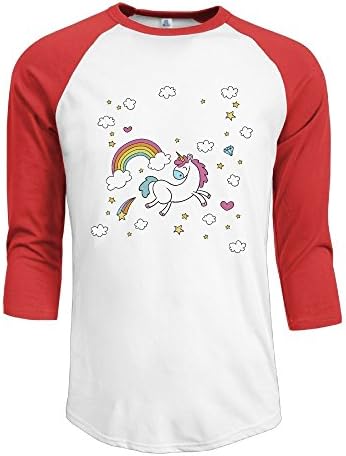 JiedaohO Rainbow Unicorn Sunshine Men's Round Collar T-shirt SizeM