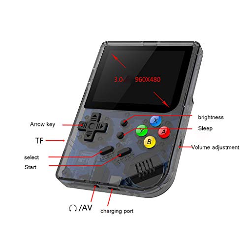 Sonmer Handheld Retro Game 3.0 Console 16GB 3.0" Screen Classic Music Video Portable Game Console for CP1 CP2 NEOGEO GBA GB, Birthday Gift for Children (Black)