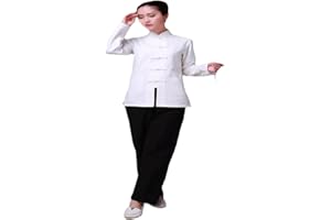 Lazutom Womens Linen Long Sleeve Chinese Martial Arts Kung Fu Tai Chi Tang Suit Shirt Top