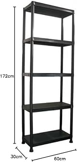 Top Home Solutions 5 Tier 60cm Plastic Shelving Unit Black Heavy Duty view 2