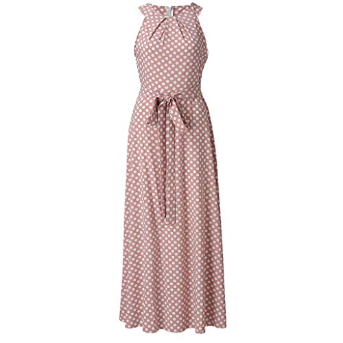 CCatyam Plus Size Dresses for Women, Skirt Dot Print Sexy Slim Maxi Leisure Club Party Fashion Pink
