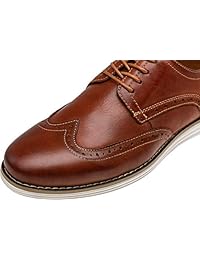 VOSTEY Zapatos de vestir para hombre de cuero Brogue Wingtip Oxford zapatos