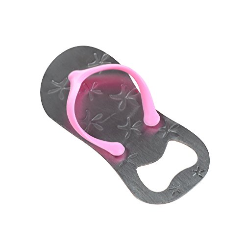 Kloud City ® Pack of 5 Pink Silicone Strap Flip-Flop Wine Bottle Opener For Wedding Party Favors Gift Beach Bar Beer Can Opener