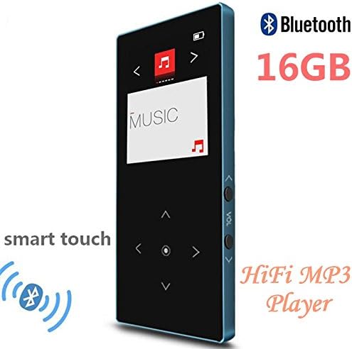 16GB Bluetooth MP3 Music Player Touch Screen Button Ultra Thin HIFI Lossless Sound Music Playback with FM Radio, Voice Recorder Functions Support SD card up to 64gb, Blue