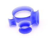 Thin Walled Blue Silicone Tunnels - 0g - 8mm - Sold As a Pair