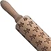 Embossed Rolling Pin - Engraved Rolling Pin for Baking - Cute and Lightweight Wooden Rolling Pin for Kids and Adults to Make Cookie Dough - Attractive Professional Cookie Decoration by MERRY BIRD