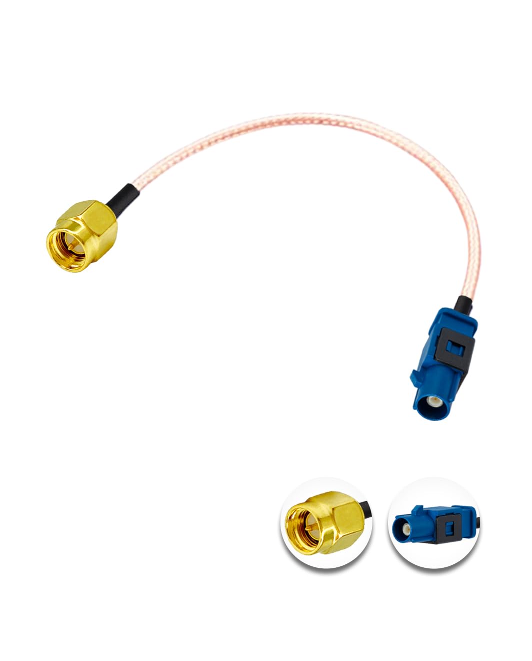 Vecys SMA Male to Fakra C Male Blue Pigtail Cable RG316 6in/15cm Fakra C Plug to SMA Plug GPS Antenna Extension Cable for Vehicle GPS Navigation Car Radio Stereo