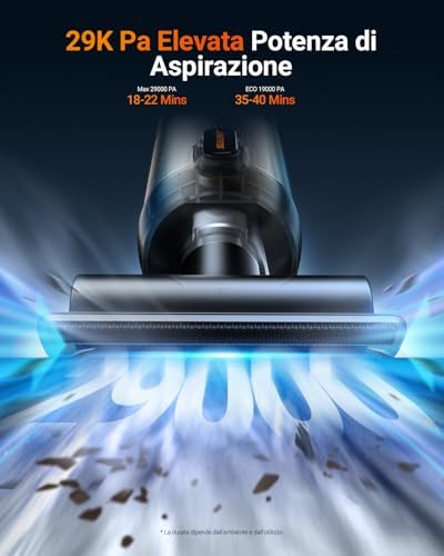 Aspirabriciole Senza Fili, 29000Pa 6 in 1 Aspirapolvere Auto Portatile, Durata della Batteria di 40 Minuti, Aspiratore e Soffiatore con Motore Brushless (Apex Black)
