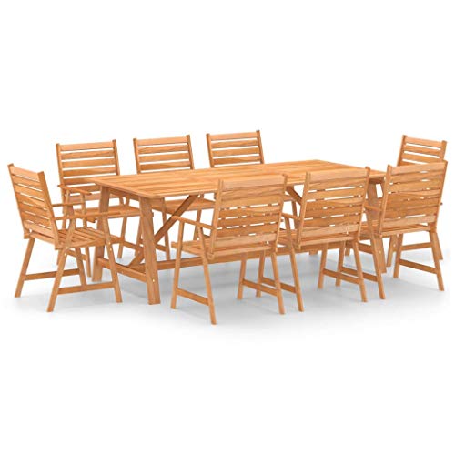 vidaXL Akazienholz Massiv Gartenmöbel 9-TLG. Sitzgruppe Gartengarnitur Gartenset Sitzgarnitur Gartentisch Esstisch Gartenstuhl Tisch Stühle