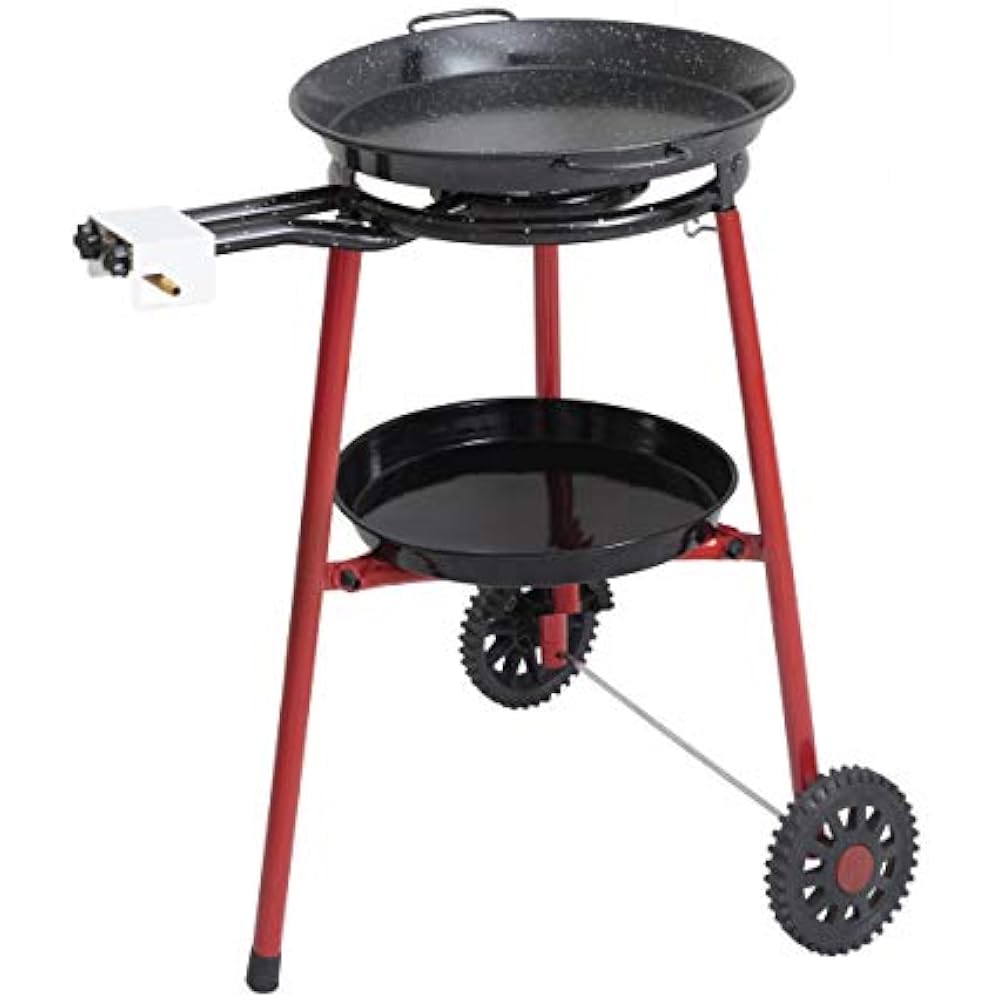 Paella Pan + Burner Stand Set On Wheels Complete Kit For Up To 14