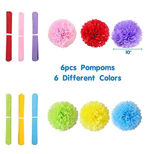 Birthday Decorations Party Supplies, 55PCS Colorful Birthday Decorations, Happy Birthday Banner, 6 Pom Poms Flowers, Round Paper Garland, 12 Hanging Swirl, 30 Balloons for Party Supplies