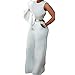 Bodycon4U Women's Sexy Ruched Ruffle Wide Leg Pants Bodycon Clubwear Jumpsuit Rompers White L