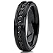 6MM Black Womens Eternity Titanium Ring Wedding Band W/ Black Cubic Zirconia