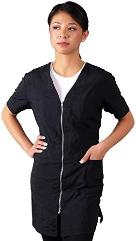JMT Beauty Short Sleeve Black with Zipper Salon Smock (XXL (14))