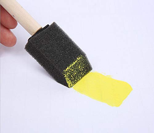JMAF 1 inch Foam Sponge Wood Handle Paint Brush Set (30 PCS) - Lightweight, Durable and Great for Acrylics, Stains, Varnishes, Crafts, Art
