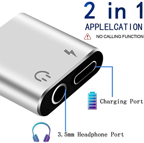 Headphone Adapter for iPhone11Pro Charge Jack AUX Audio 3.5 mm Jack 2 in 1 Earphone Audio Jack Cable for iPhone 8/8 Plus/7/7 Plus/X/XR/XS/XS MAX Dongle Accessory Adapter Support All iOS Systems