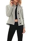 Allegra K Women Funnel Neck Single Breasted Long Sleeves Coat