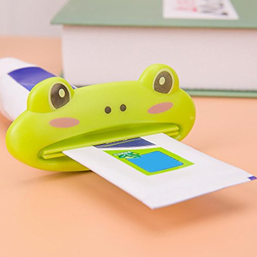Toothpaste Tube Squeezer Dispenser for Kids, Staron Hot Sale Kid Gift Bathroom Home Tube Rolling Holder Squeezer Easy Cartoon Toothpaste Dispenser (Green)