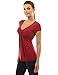 PattyBoutik Women V Neck Twist Knot Front Short Sleeve Top (Deep Red Medium)