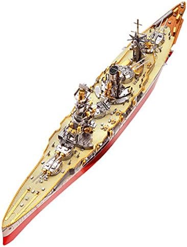 3D Toy Hibiscus Battleship Model 3D Metal Puzzle Military Battleship DIY Handmade Creative Children's Educational Toys Ship Commemorative Gift Silver 30.5 * 4.5 * 8cm