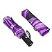 Plemo Automatic Umbrellas, Windproof Purple Daisy Design Compact Folding Umbrellas with Anti-Slip Rubberized Grip, for Business and Travels or Summer Gifts