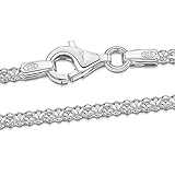 Amberta 925 Sterling Silver 2.5 mm Diamond Cut Popcorn Coreana Chain Necklace 16