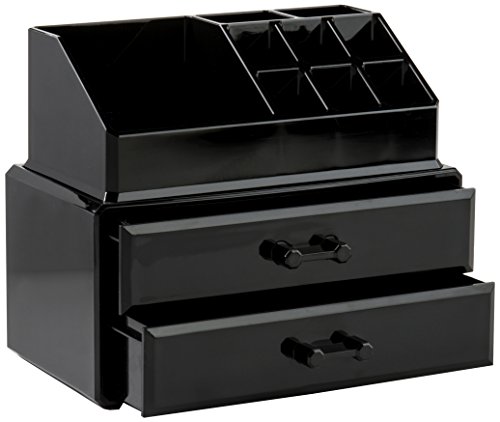 Compactor 2 Drawer Jewellery and Makeup Organiser, Black
