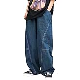 PEAINJ Mens Baggy Jeans Y2k Wide Leg Barrel Jeans for Women Stretchy Hip Hop Loose Denim Pants Grunge Clothes Streetwear