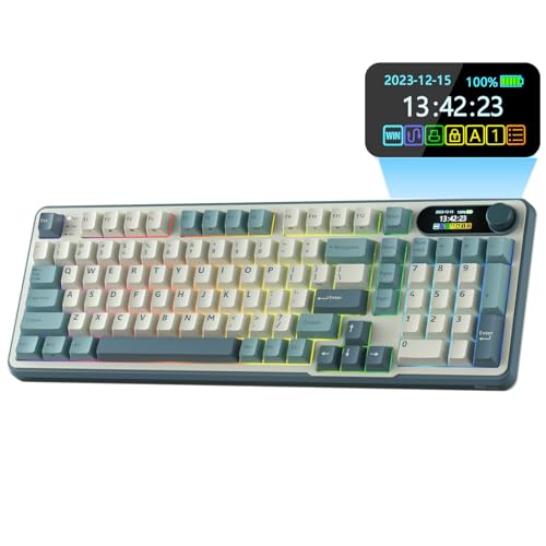RK ROYAL KLUDGE S98 Mechanische Tastatur mit Smart Display & Knopf, Top Mount 96% Kabellose Mechanische Tastatur BT/2.4G/USB-C, Hot-Swap-fähige, Softw