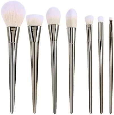 King Love Star New 7 Pcs/Set Make Up Brush Grasp Handle Metallic Makeup Brushes Kit For Eyeshadow Contour Lip Fiber Hair Make up Brush (Silver)