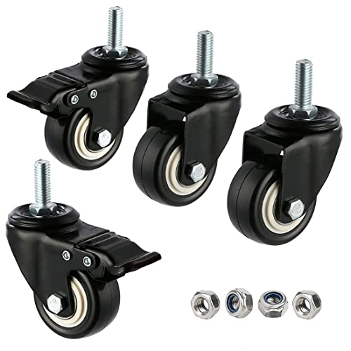 Casters 1.5 Inch Heavy Duty Stem Casters 360 Degree Swivel Durable