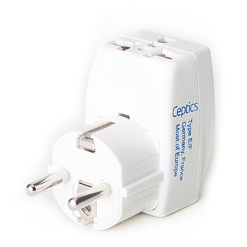 Ceptics GP3-9 3 Outlet Travel Adapter Plug Type E/F Schucko for Germany, France