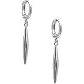 Vince Camuto Silver Tone Short Spear Huggie Drop Hoop Earrings