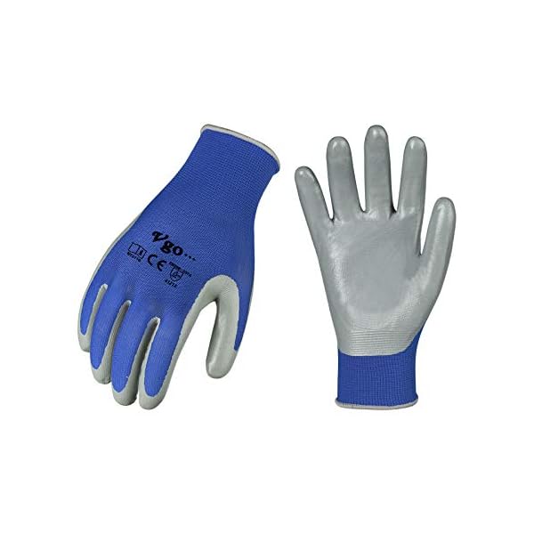 Vgo 10 Paare Nitrilbeschichtung Handschuhe, Gartenarbeit, Fisch und Arbeitshandschuhe, ökonomisch (10/XL, Blau, NT2110)