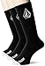 Volcom mens Full Stone 3-pack Socks, Black, One Size US
