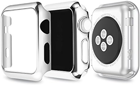 Apple Watch Series 2 Case (42mm), Anrain [Built in Screen Protector] [Full Coverage] Metallic Shining Shell Ultra Slim Hard PC Cover, Silver