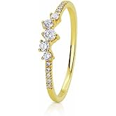 Koguxuix Simple 18k Gold Rings Clear Studded Eternity Wedding Ring 18k Gold Engagement Stackable CZ Crystal Diamond Rings Women Fashion Jewelry (6)