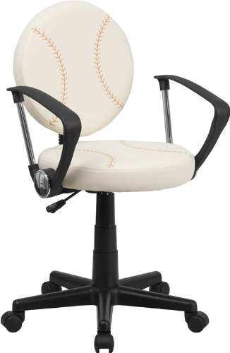 Flash Furniture Baseball Swivel Task Office Chair with Arms , Brown and Cream -,