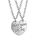 MJartoria Split Valentine Heart Partners in Crime Engraved Friendship Necklaces Set of 2 Silver Color