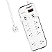 BESTEK Surge Protector Power Strip with Quick Charge 4-Port Smart USB Charging Station, 8 AC Outlets 6.6-Foot Cord
