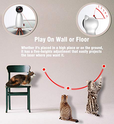 POWERbeast Laser Cat Toys Interactive - Pet Laser Pointer for Cats/Dogs with Automatic Rotating,Auto Shutdown/Startup for Catch and Training,5 Adjustable Rotating Height/Range,Cat Exercise Toys
