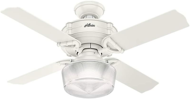Hunter Brunswick Indoor Ceiling Fan with LED Light and Remote Control, 44", Fresh White