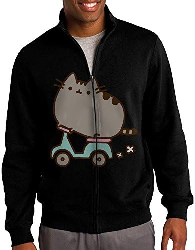 Men Pusheen Cute Zip-up Design Hooded Sweatshirt With Pocket