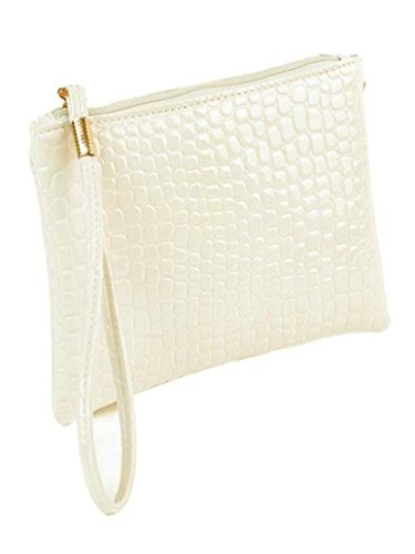 Bolayu Wallet Sexy Women Crocodile Leather Clutch Handbag Bag Coin Purse Crocodile Texture Coin Purse Hand Bag (White) - Thumbnail 2