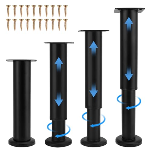 Yosoo Health Gear 4 x Adjustable Furniture Legs 18-30 cm for Kitchen Shelves, Sofa, Table, Chair, Desk, Cupboard, Support Weight 600LB, Bathroom Furniture Legs
