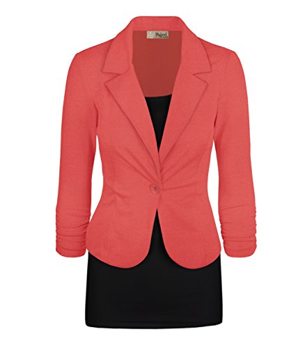 Women's Casual Work Office Blazer Jacket JK1131 Coral Medium