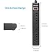 BESTEK 6-Outlet 6 Feet Extension Cord Power Strip 15A 1875W Surge Protector Desktop Charging Station, 200Joules, Right Angle Flat Plug, Ultra-Compact Wide Spaced Multi Outlets Plugs Sockets, Black